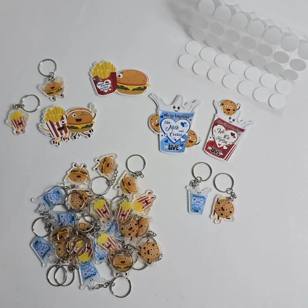 28 Keychain Party Favors Milk Burgers Fries Valentine's Classroom Treasure Chest